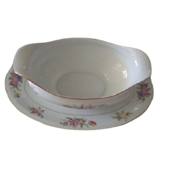 Noritake Phyllis Gravy Boat w/attached Liner plate - Picture 1 of 6
